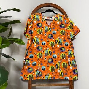 Dickies XXL Orange Halloween Short Sleeve Scrub Top